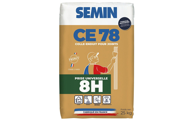 Enduit Pour Joints Plaques De Plâtre CE 78 Universelle 8 Heures - Sac 25 Kg Semin